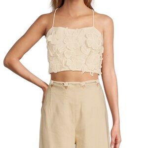 Antonio Melani x M.G. Style Havana Crochet Lace Floral Crop Top NWOT